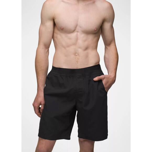 prAna Men’s Mojo Shorts Black Lightweight XL Beach Yoga Hiking Outdoor UPF 50+ - Picture 1 of 14